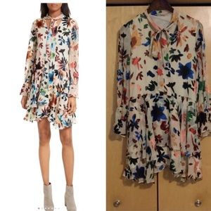 Alice + Olivia Moore V-Neck Burnout Velvet Tunic Dress